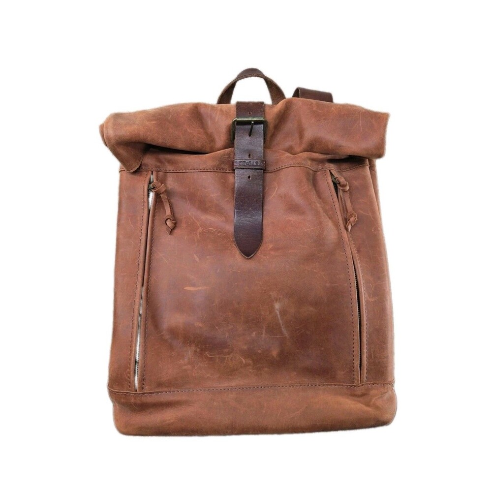 Kruk Garage Highway Backpack SE032 Men's L Cognac Brown Leather Roll Top